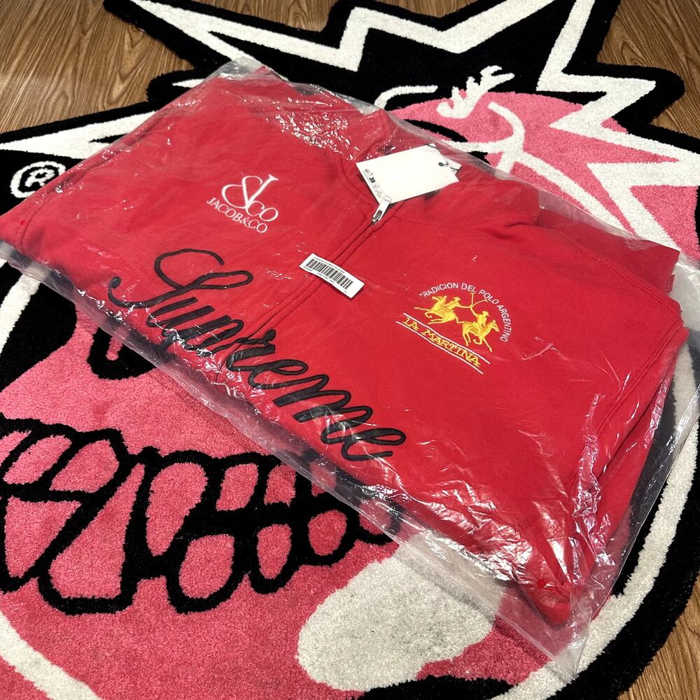 Supreme La Martina Zip Up Sweatshirt – Red – Size XL – New in Bag